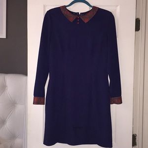 Alice’s Pig Navy Blue Dress with Plaid Collar
